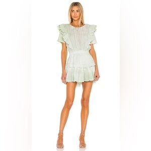 LoveShackFancy Mint Green Ruffle Mini Dress